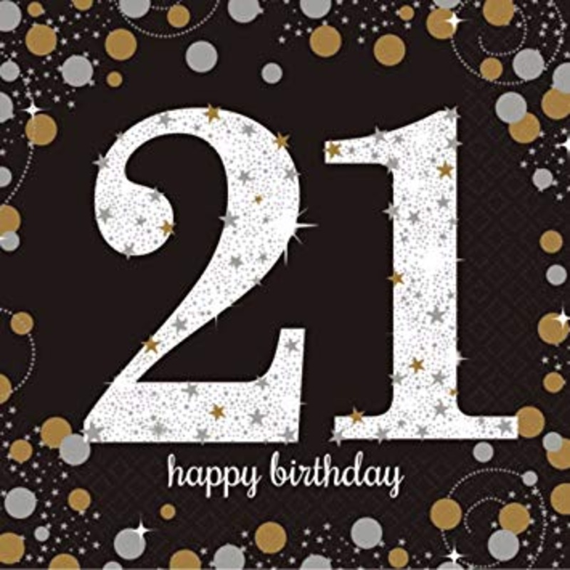 Age 21 Napkins - Black and Gold