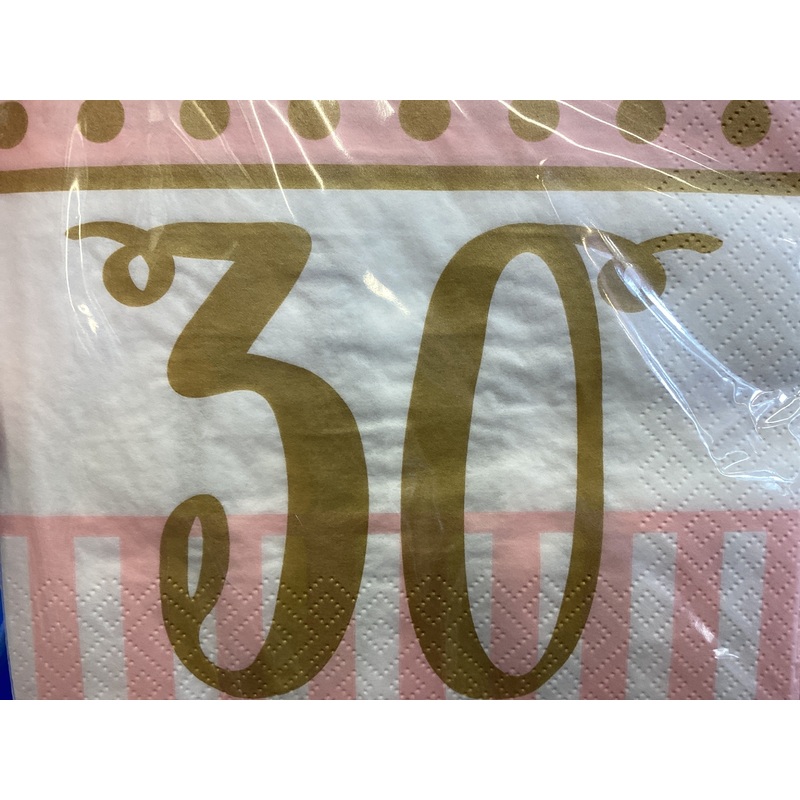 Age 30 Napkins - Pink/Gold