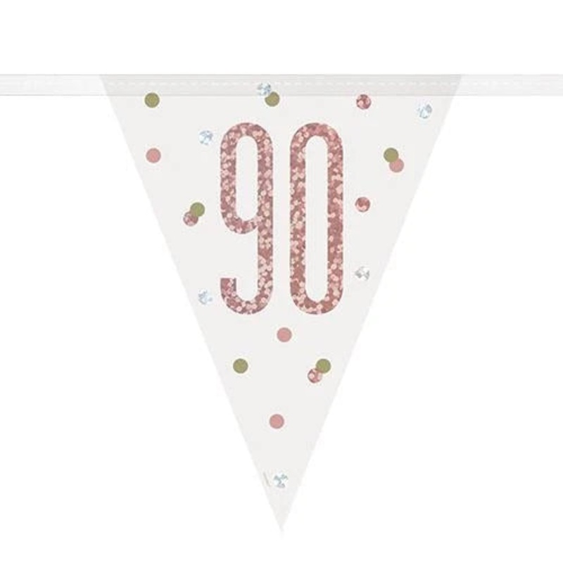 Age 90 Bunting - Rose Gold Glitz