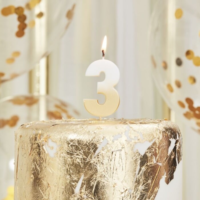 Gold Ombre Wax Number Candle - 3