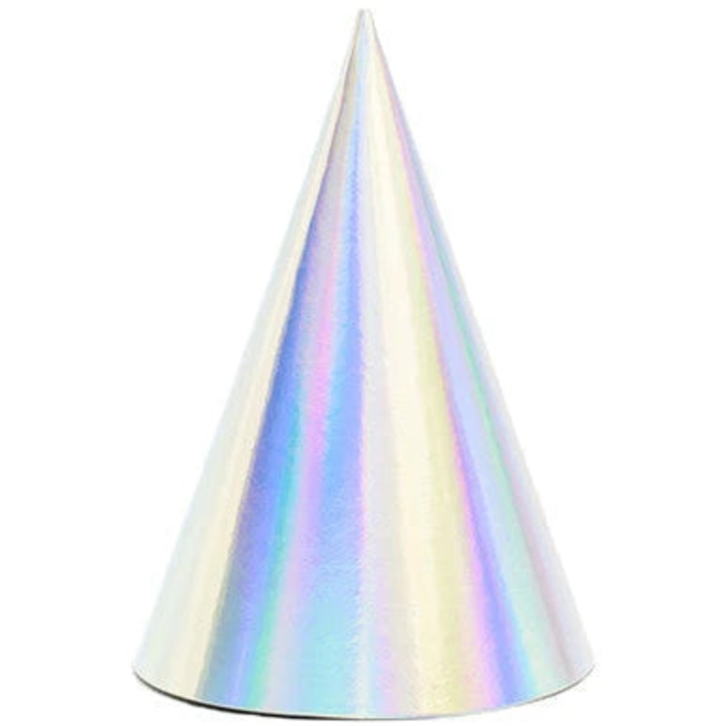 Metallic Cone Party Hats - Irridescent (6pk)
