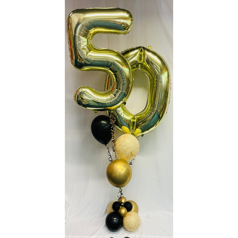 Mixed Number Balloon Display - Black & Gold