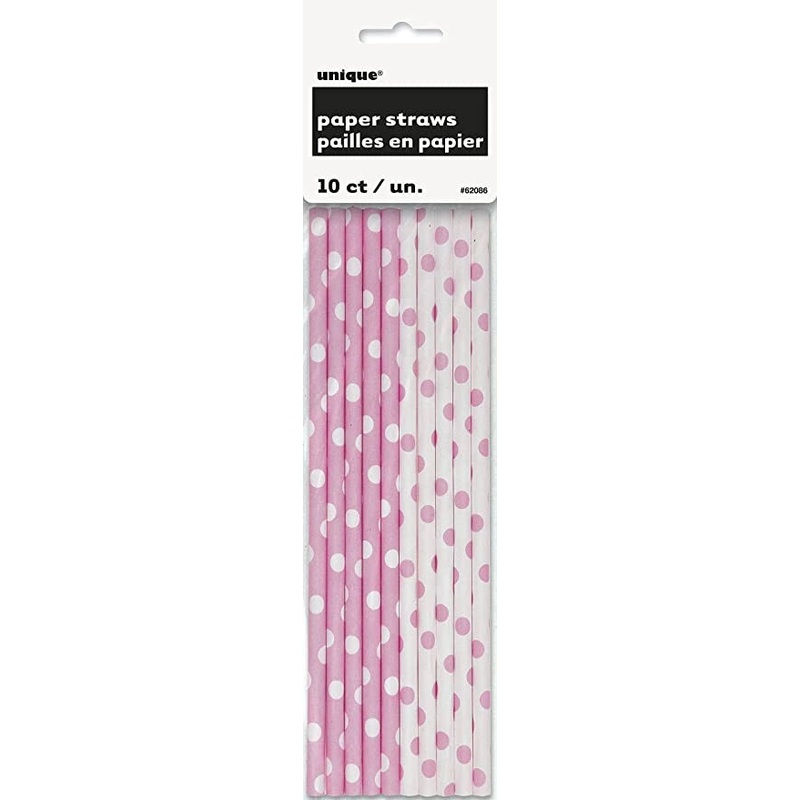 Paper Straws - Light Pink & White.