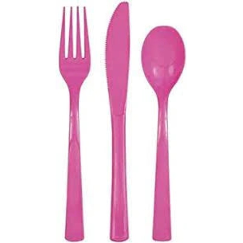 Plastic Cutlery Set (18pk) - Pink