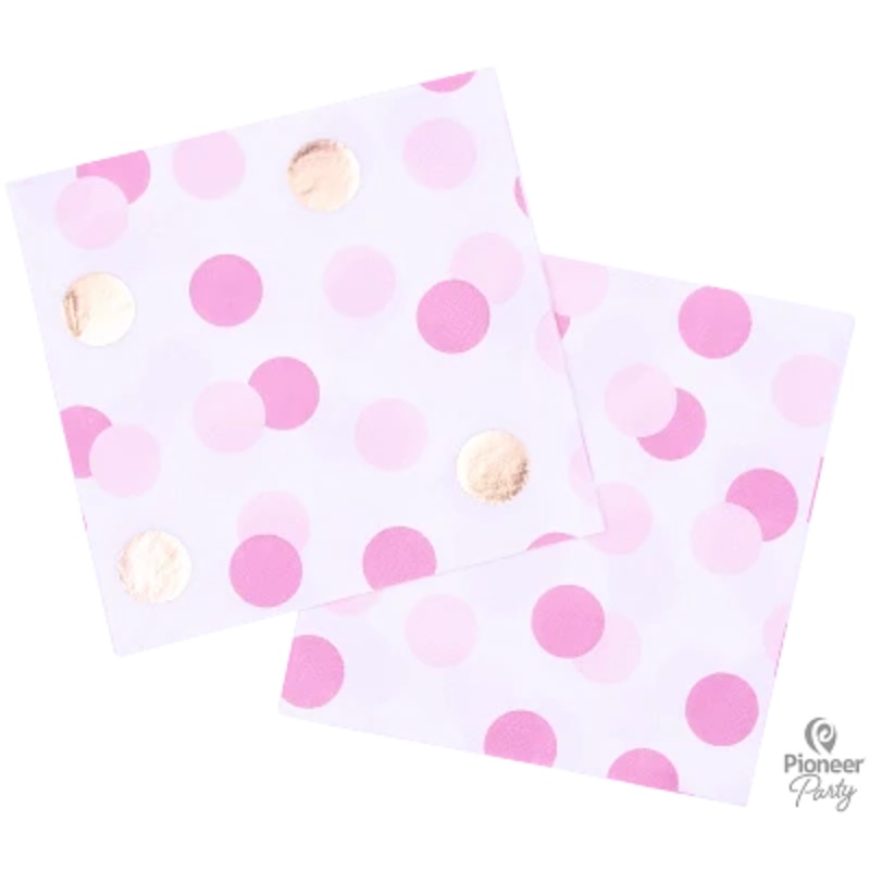 Polka Dot Napkins - Pink/Gold
