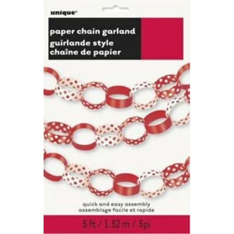 Polka Dot Paper Chains - Red