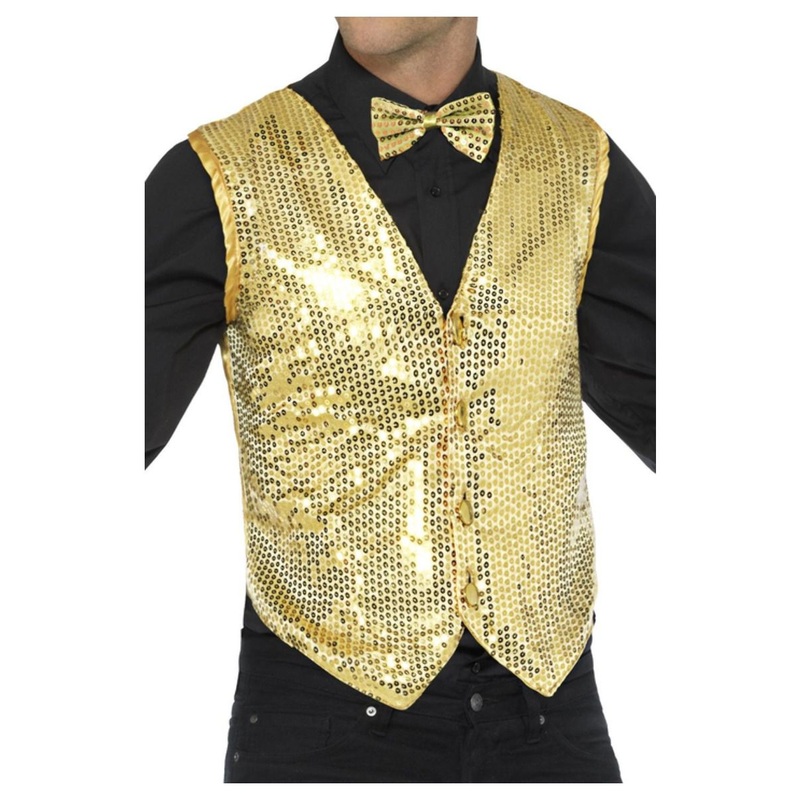 Sequin Mens Waistcoat - Gold
