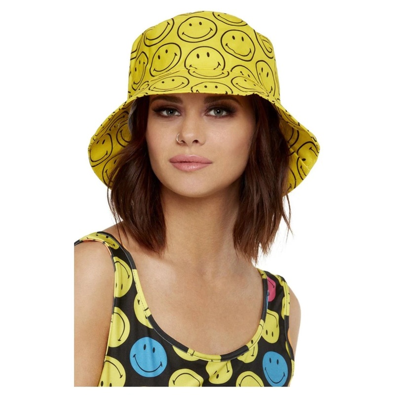 Smiley Print Bucket Hat