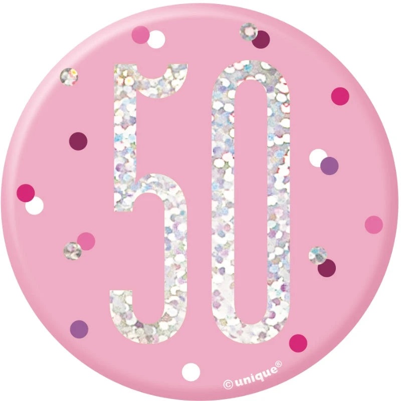 50th Birthday Badge - Pink