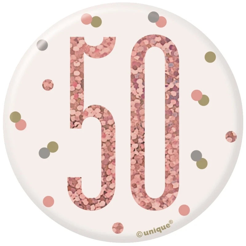 50th Birthday Badge - Rose Gold
