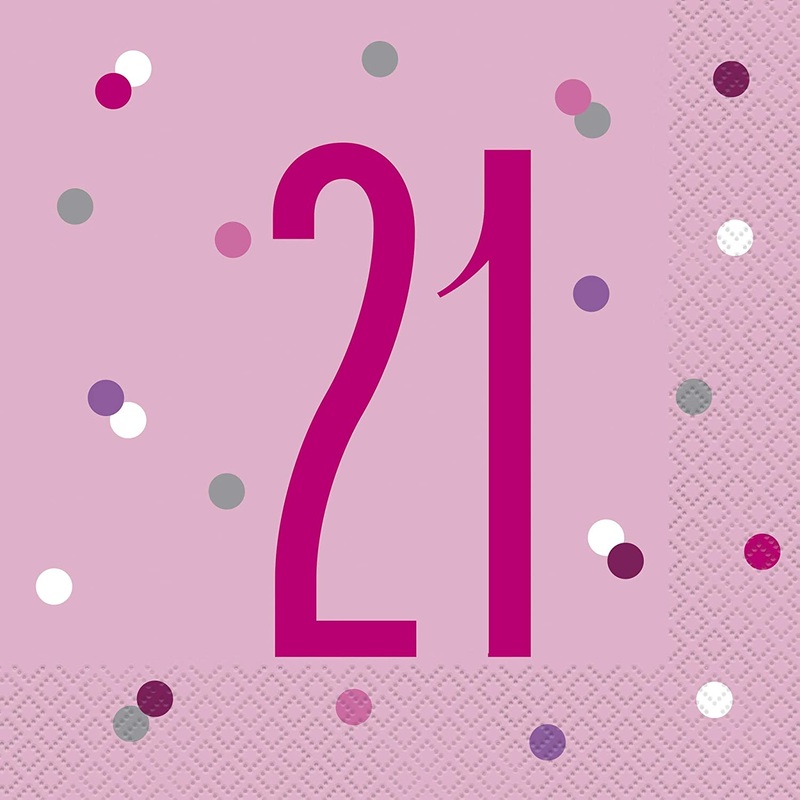 Age 21 Napkins - Pink