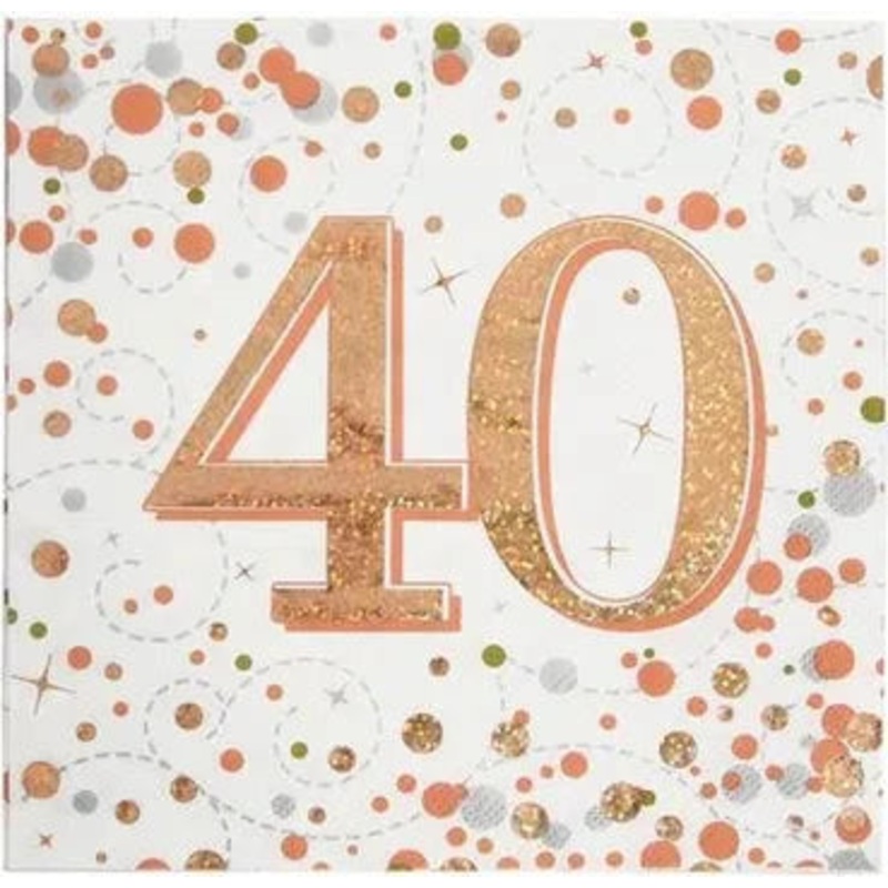 Age 40 Napkins - Rose Gold Glitz