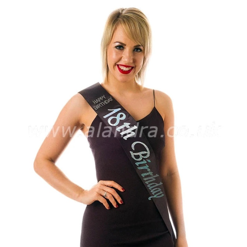 Birthday Sash - Age 18 - Black