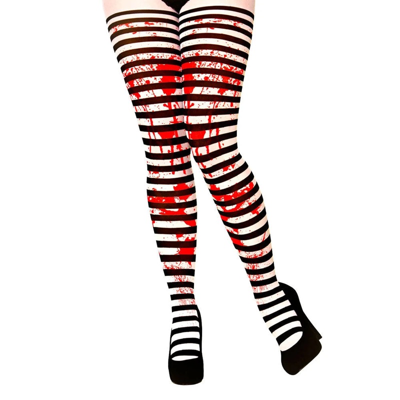 Blood Splat Striped Halloween Tights
