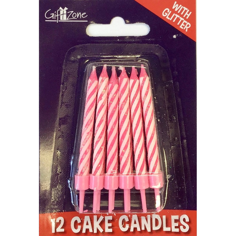 Spiral Candles with plastic holders - pink