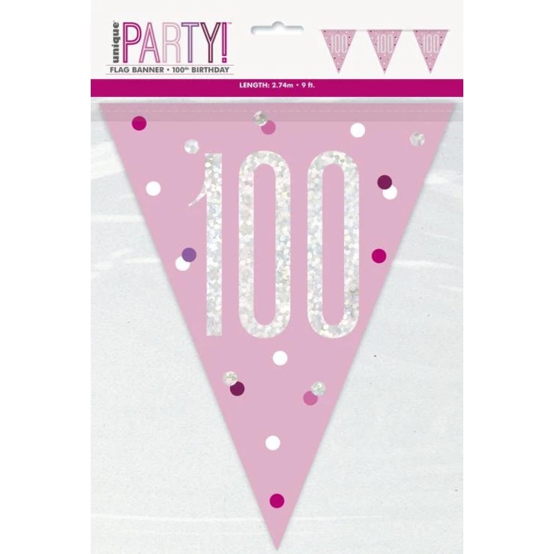 Age 100 Bunting - Pink