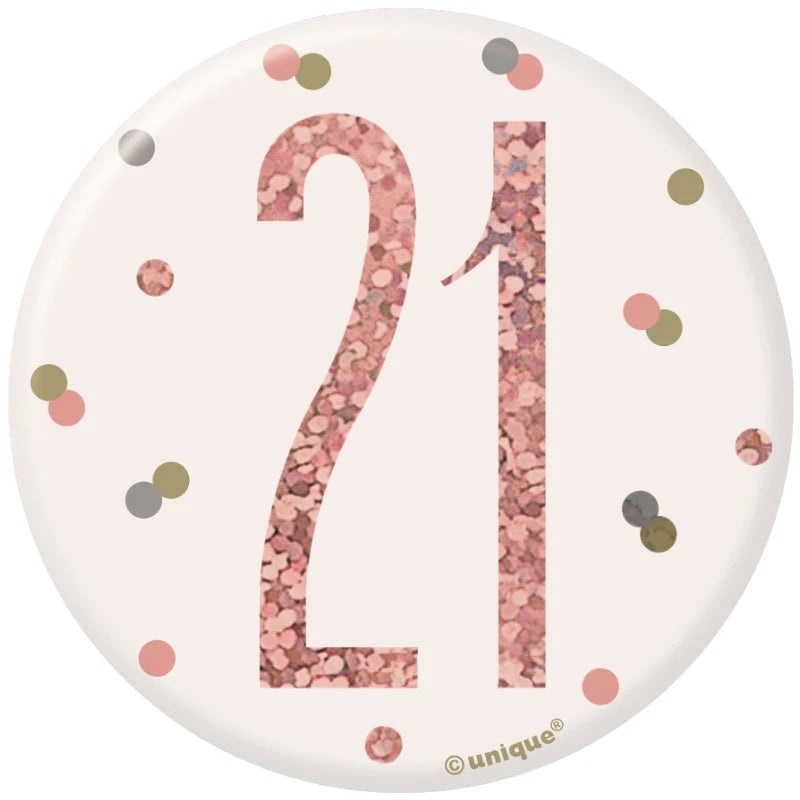 Age 21 Birthday Badge - Rose Gold