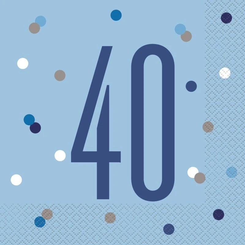 Age 40 Napkins - Blue