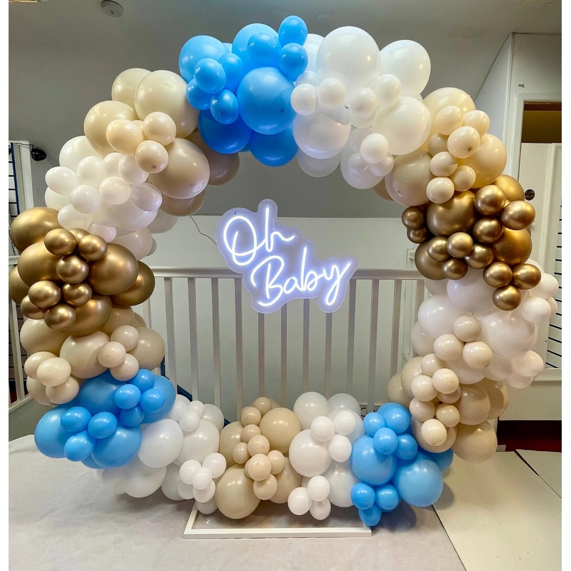 Baby Shower Organic Circle Balloon Arch - Blue