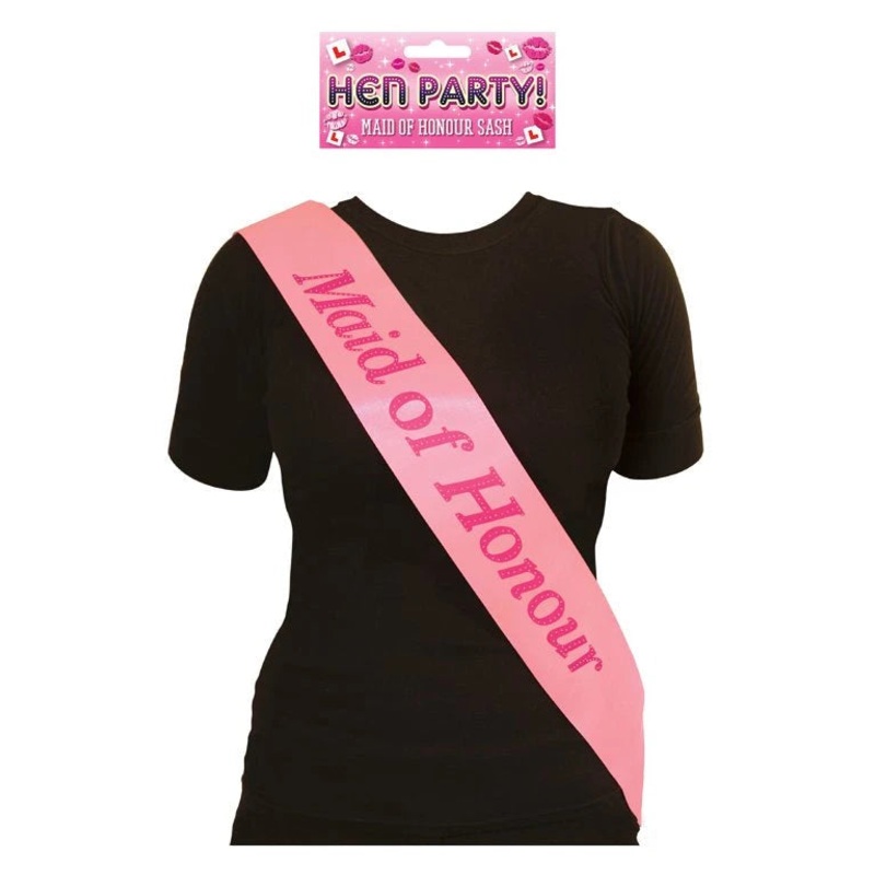 Maid of Honour Sash - Pink/Black