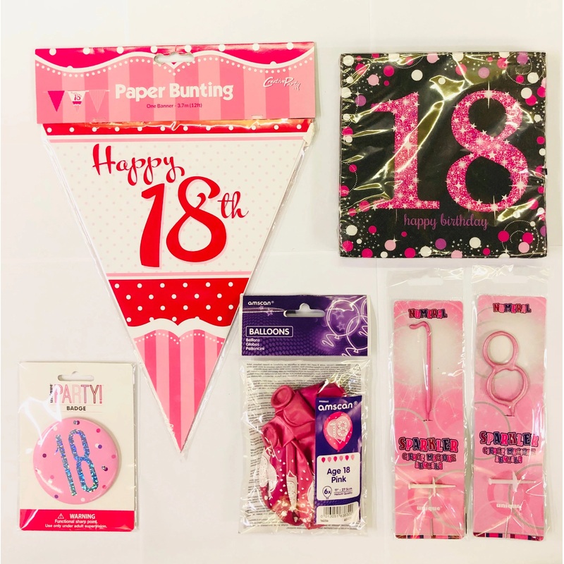 18th Birthday Party Pack - Pink