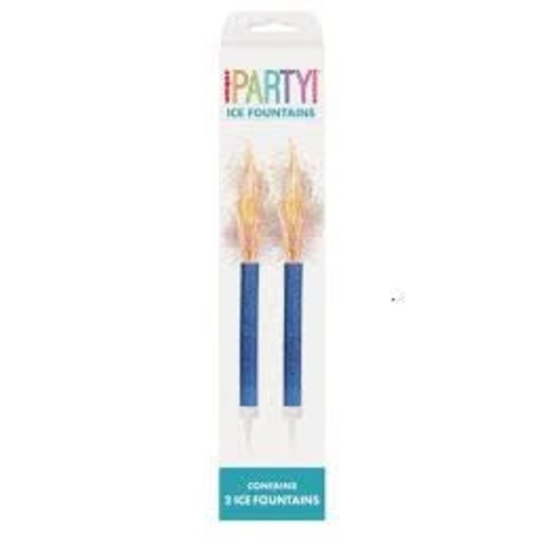 2pk Ice Fountain Candles - Blue