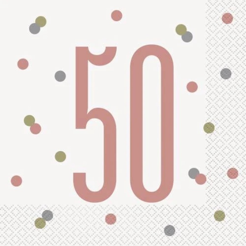 Age 50 Napkins - Rose Gold