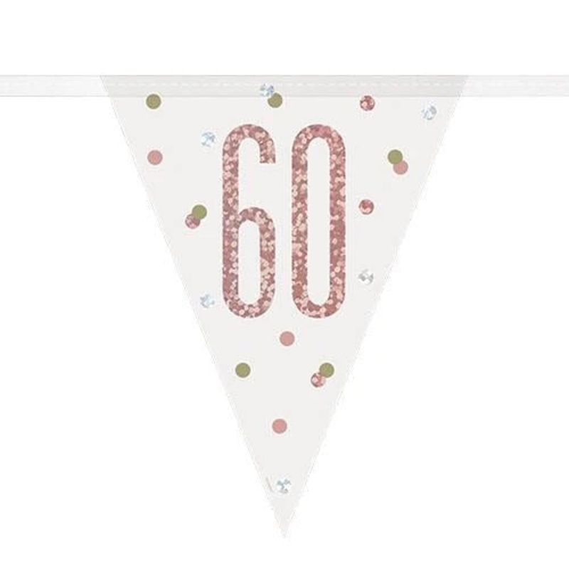 Age 60 Bunting - Rose Gold Glitz