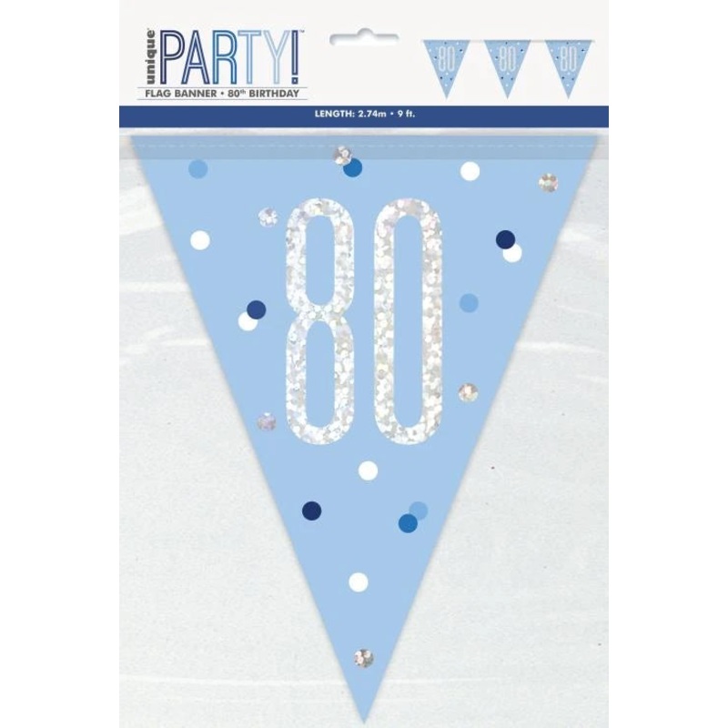 Age 80 Bunting - Blue