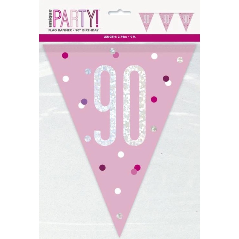 Age 90 Bunting - Pink
