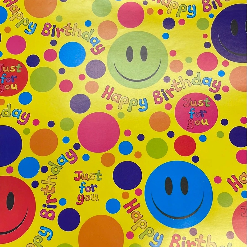 Birthday Gift Wrap - Smiley Faces