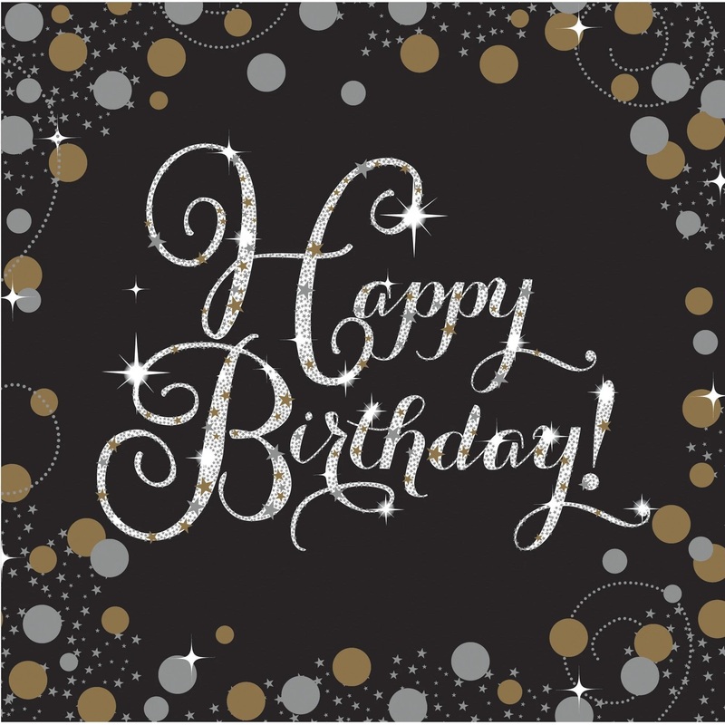 Birthday Napkins - Black and Gold