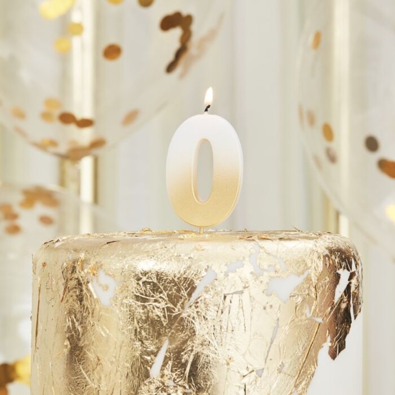 Gold Ombre Wax Number Candle - 0