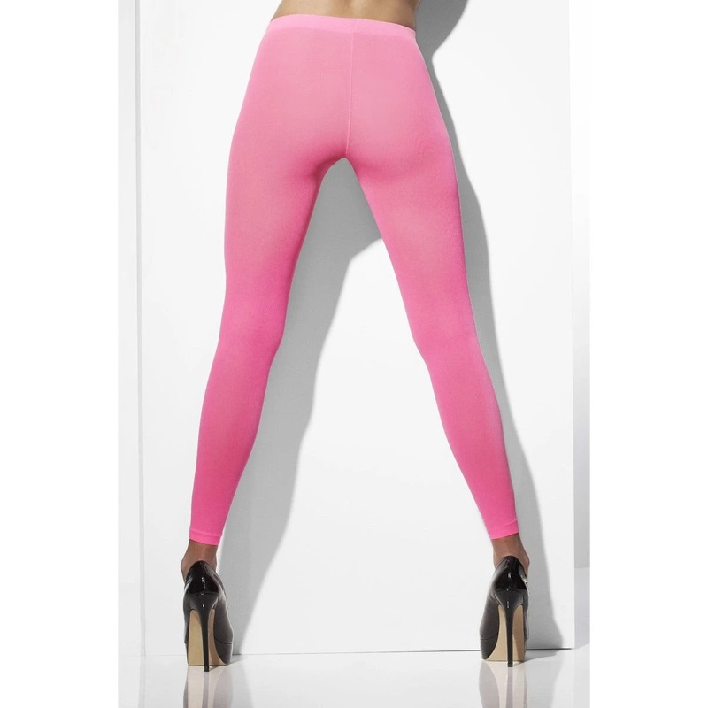 Neon Opaque Footless Tights - Pink