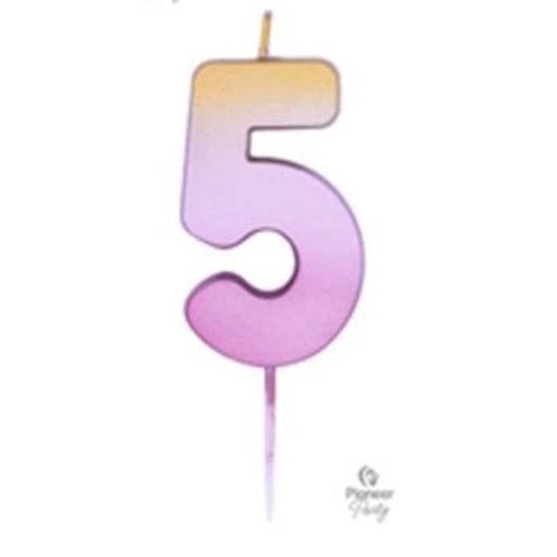 Ombre Wax Number 5 Candle - Rose Gold