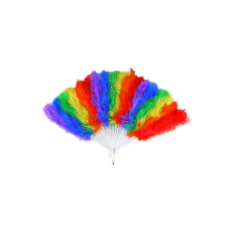 Rainbow Feather Waving Fan