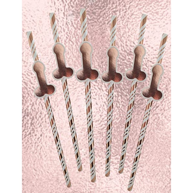 Rose Gold Willy Drinking Straws (6 pack)
