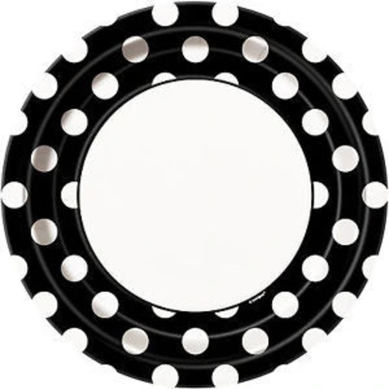 Round Spotty Plates - Black
