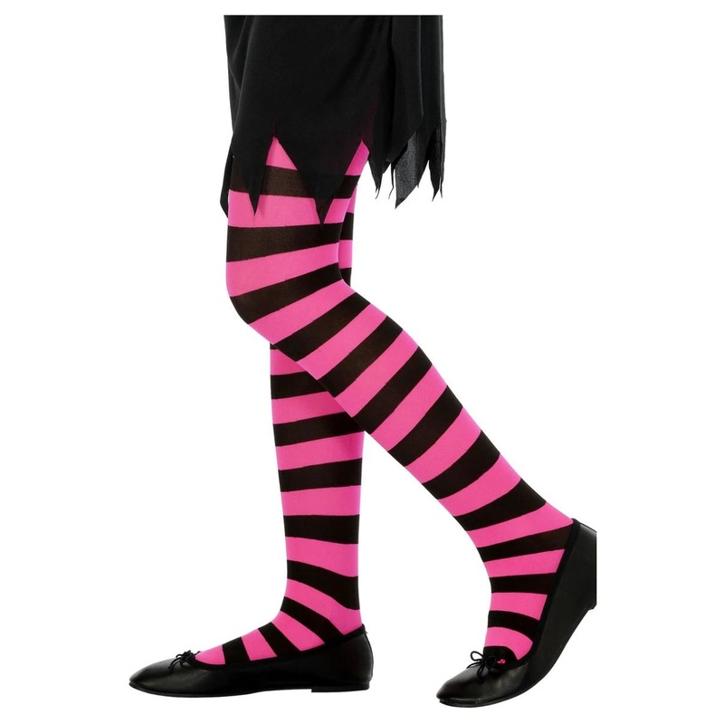 Striped Kids Tights - Black & Pink