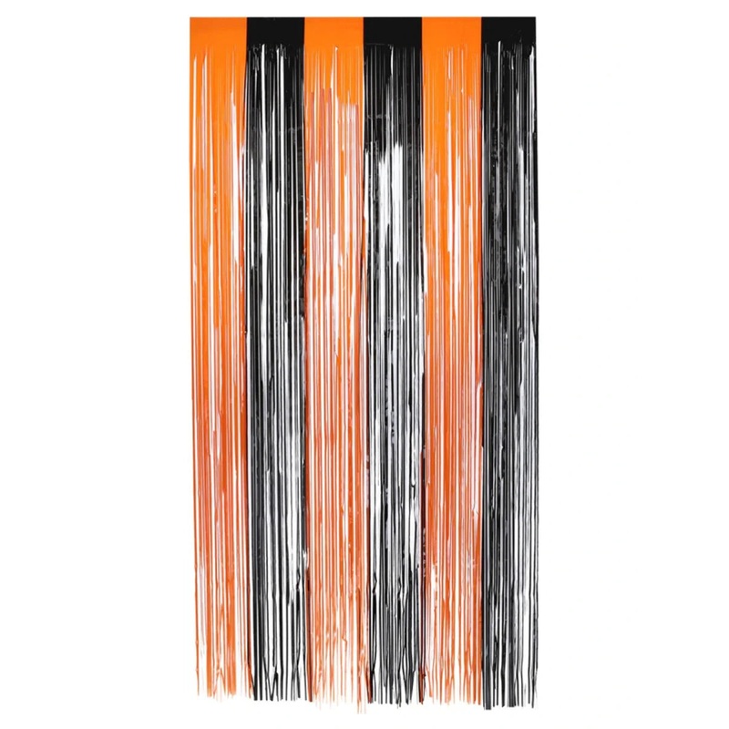 Tinsel Curtain - Black & Orange