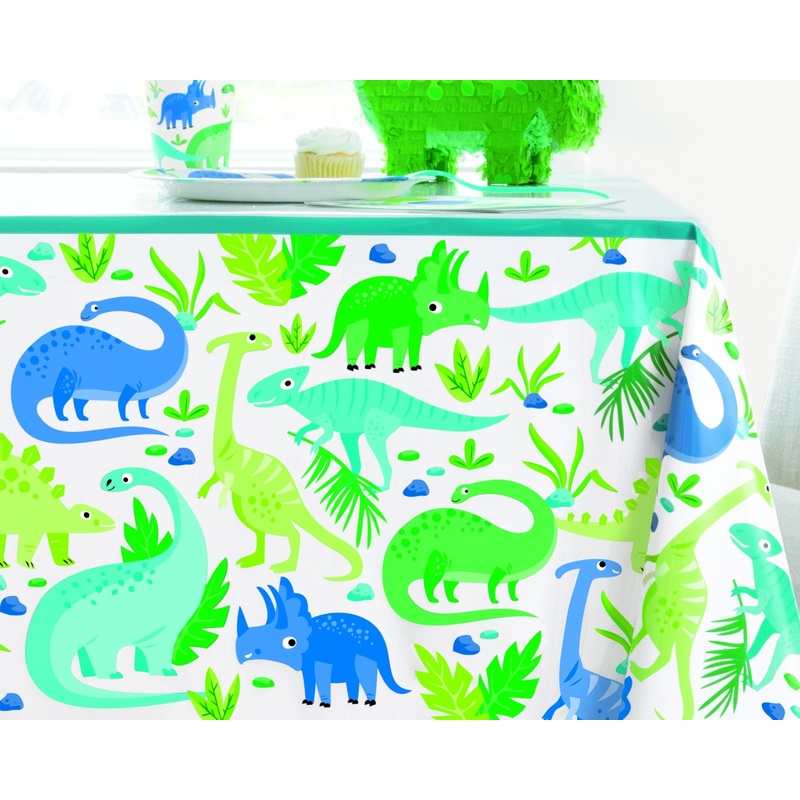 Blue & Green Dinosaur Tablecloth 54" x 84"