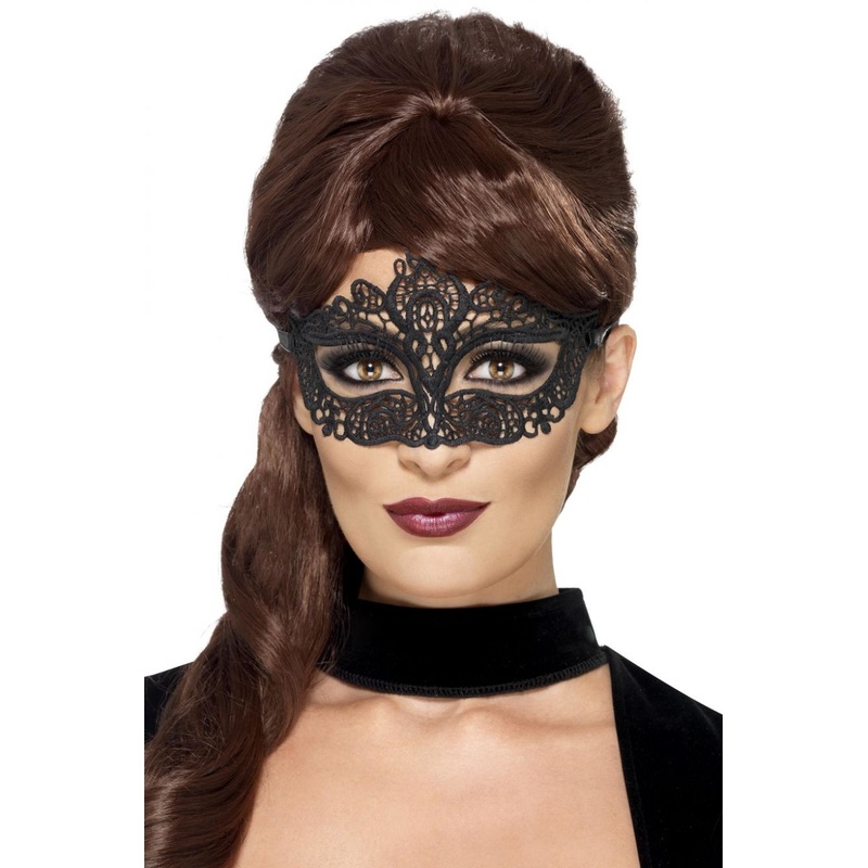 Embroidered Lace Filigree Eyemask - Black