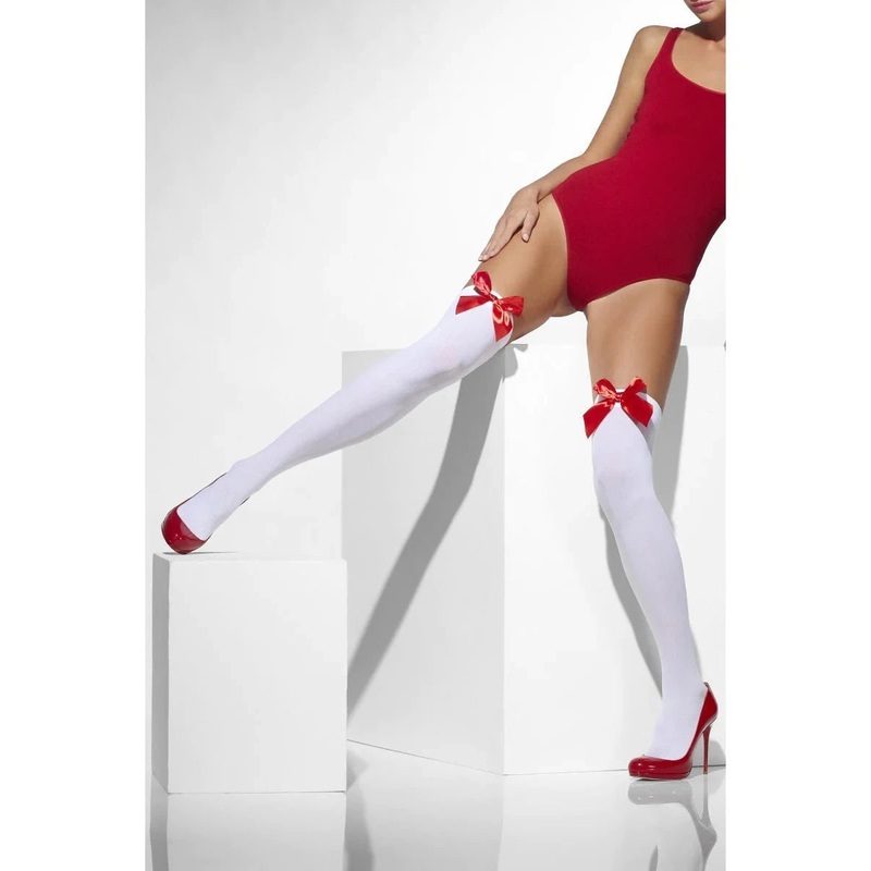 Opaque Hold-Ups - White With RedBows