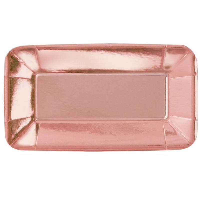 Rose Gold Rectangle Appetizer Plates 9" x 5"