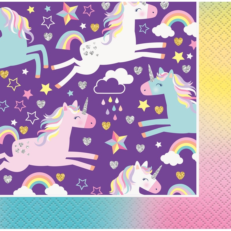 Unicorn Happy Birthday Beverage Napkins