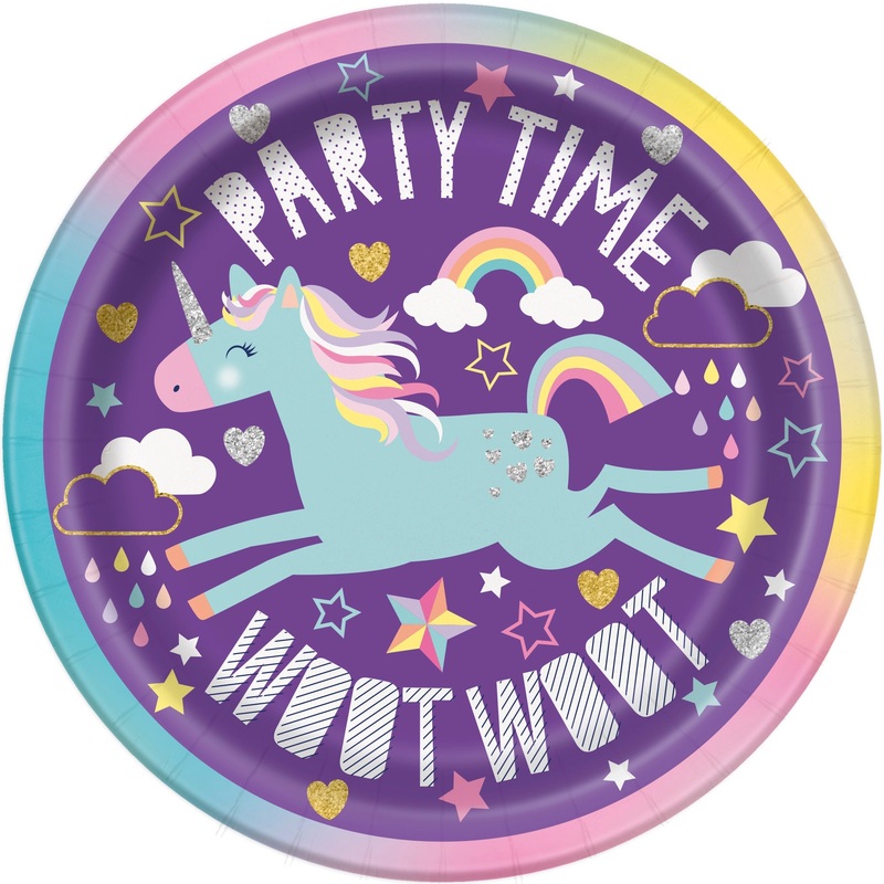Unicorn Happy Birthday Dessert Plate 7"