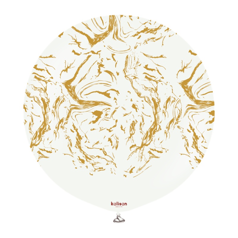 24 inch Kalisan Space Neuble White with Gold Print Latex Balloon 1ct