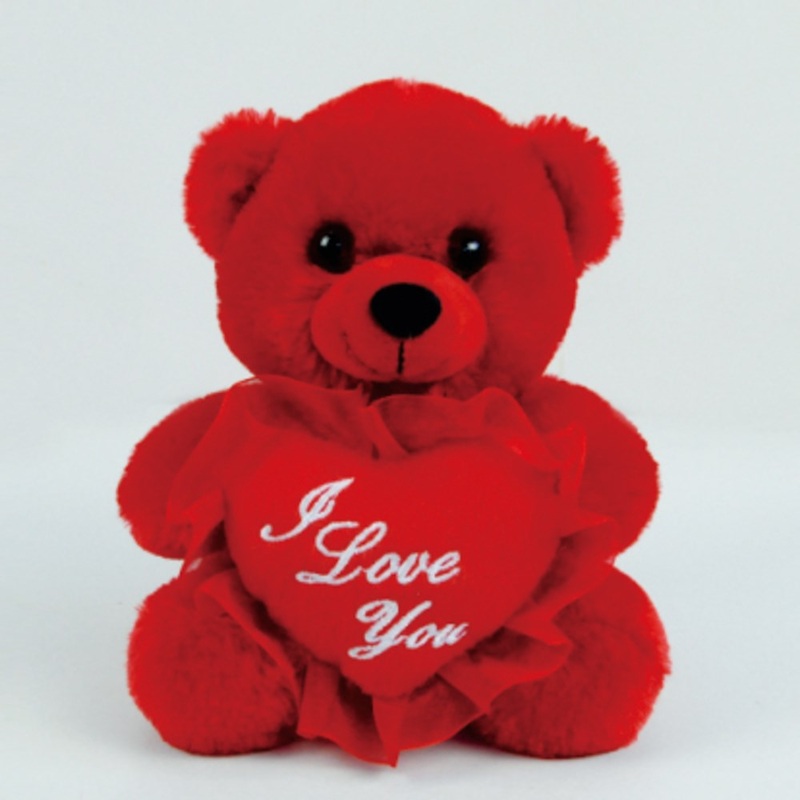 6in Red Bear I Love You-12ct