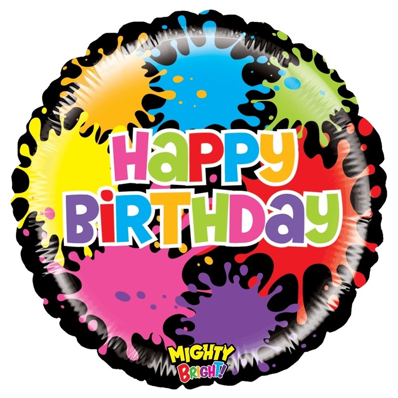 Betallic Mighty Paint Splatters Birthday 21 inch Mighty Bright Balloon Packaged 1ct