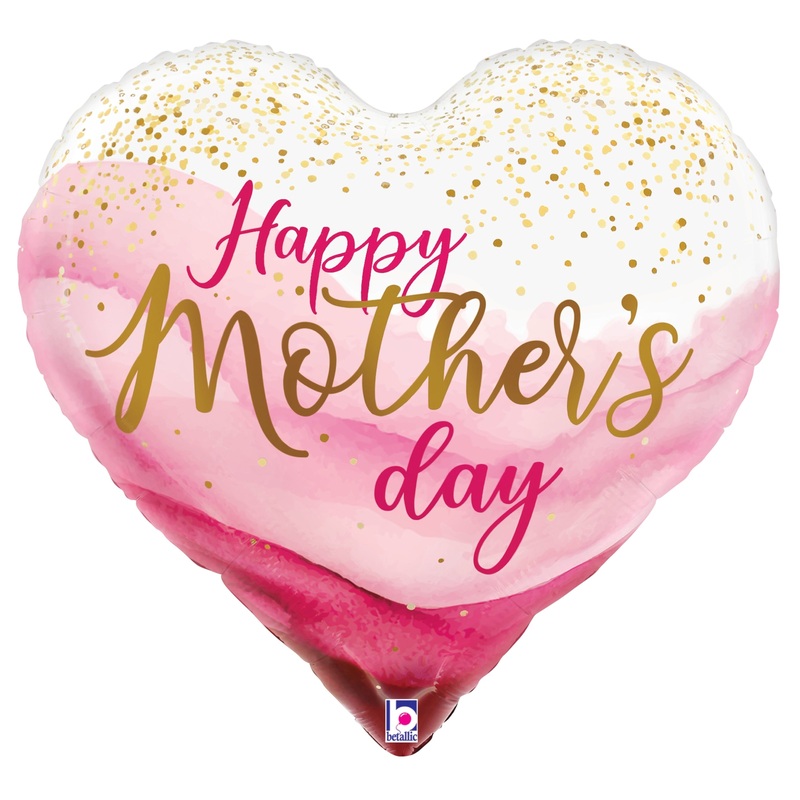 Betallic Mother's Day Pretty Pink Heart 23 inch Foil Shape Packaged  1ct